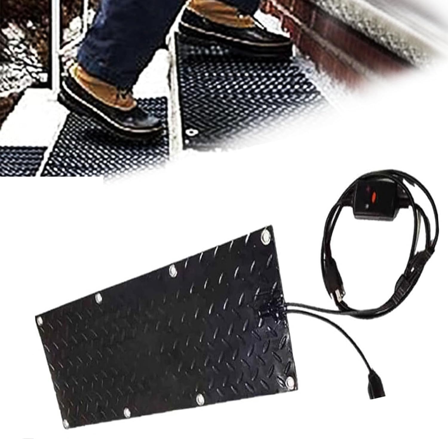 Heated Snow Melting Mats for Entrances 1/2/3/4/5 pcs No-Slip Heating Stair Heating Mats,Heated Outdoor Mats W/5ft Power Cord Snow Melting Mats for Winter Snow Removal(1 Pcs,10x48in/(25.4x120c