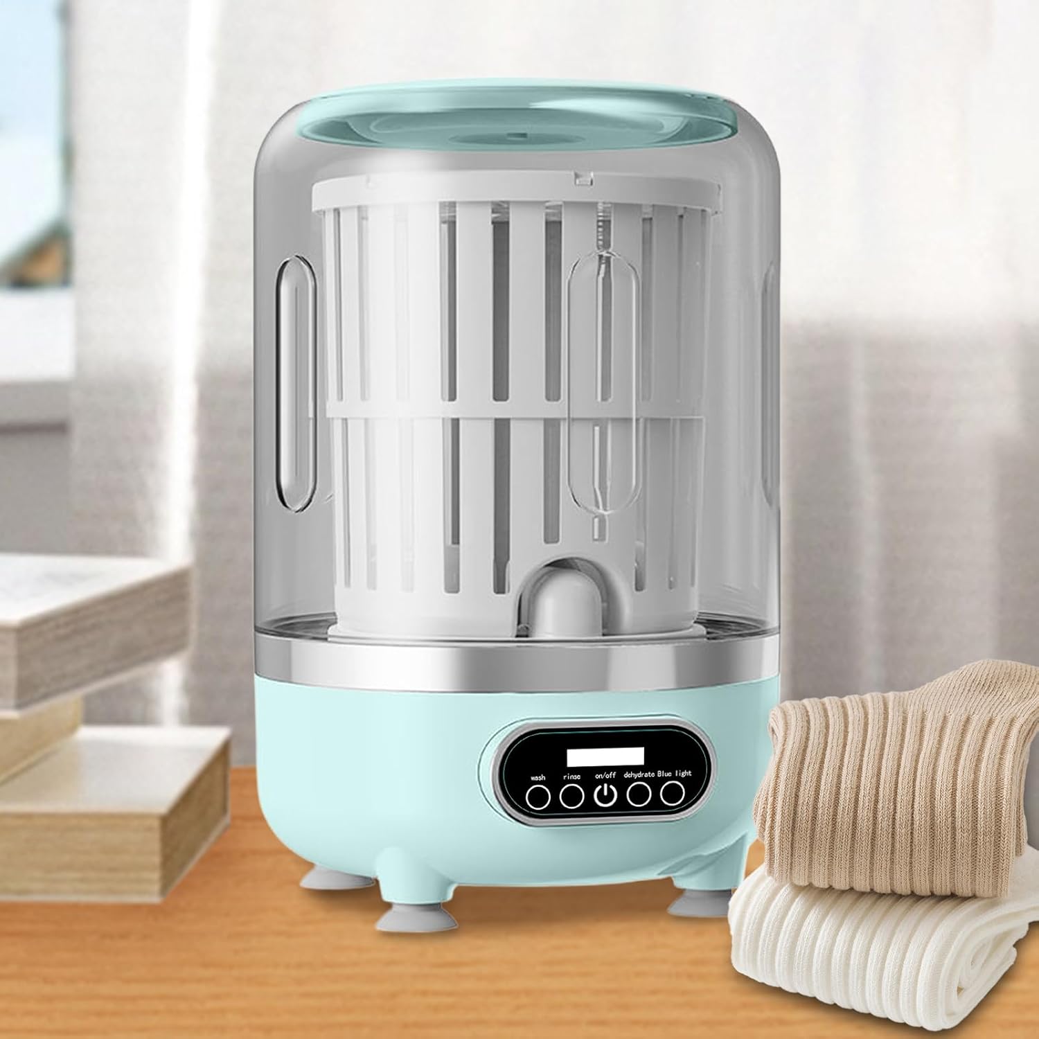 Travel Portable Washes, Mode Small Washing Machine with Rotate Basket, Efficient Laundry Performance Washer for Bras Baby Clothes Socks T Shirts Underpants Travel Camping Bathroom