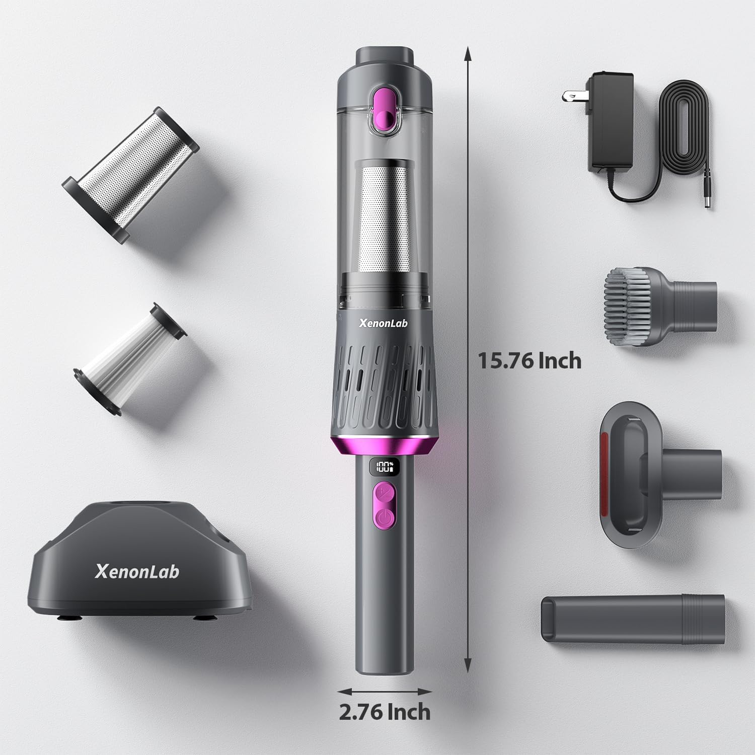 Handheld Vacuum Cordless Car Vacuum Cleaner Powerful Suction Car Vacuum Lightweight Portable Rechargeable Hand Held Vacuum Cleaner One-Touch Empty with HEPA Filter (Violet)