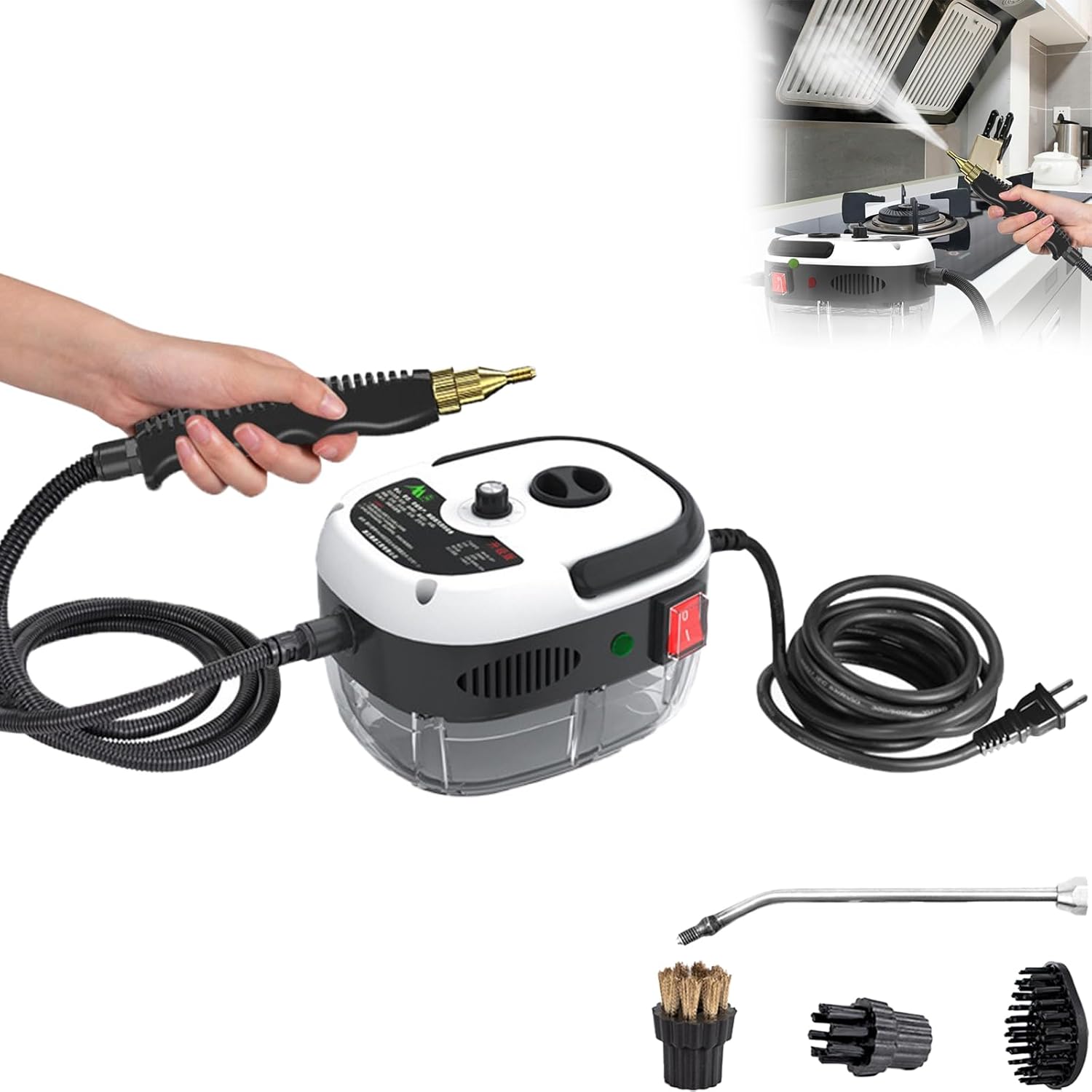 Muntuni Steam Cleaner, 2500w Handheld High-Temperature Pressurized Steam Cleaner, for Furniture and Car (White)