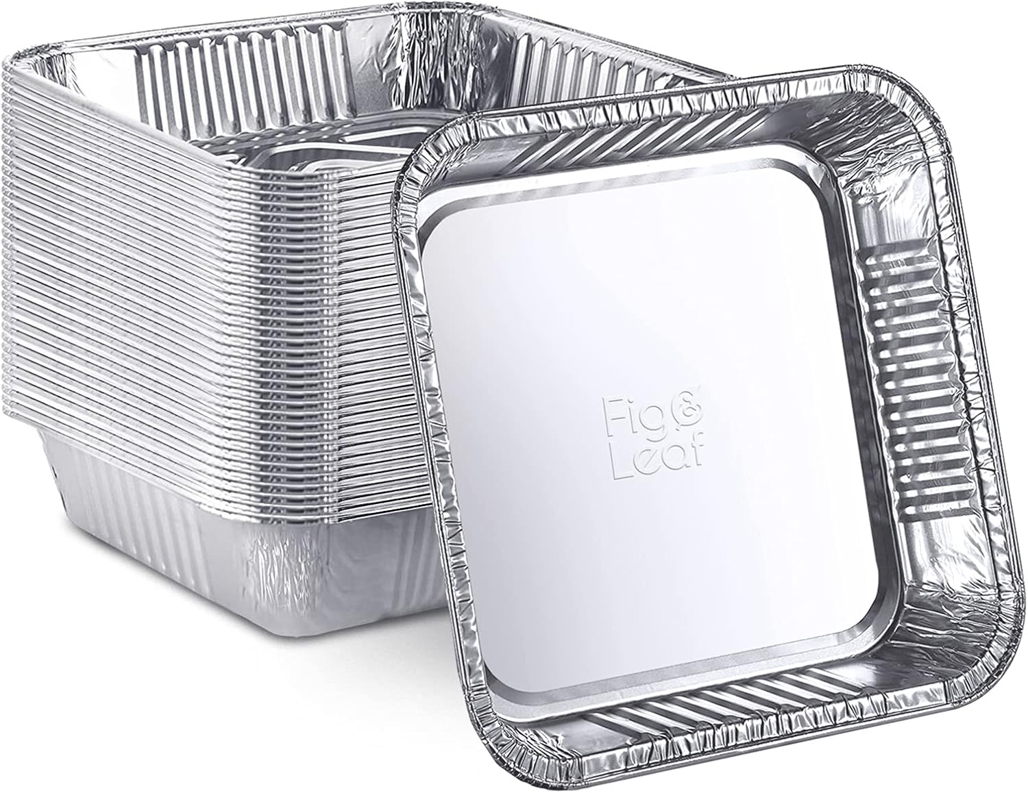 Fig & Leaf (480 Pack) 7” x 7” Square Baking Cake Pans| Disposable Aluminum Foil Tins l Portable Food Containers l Perfect for Roasting Toaster Oven Broiling Cooking