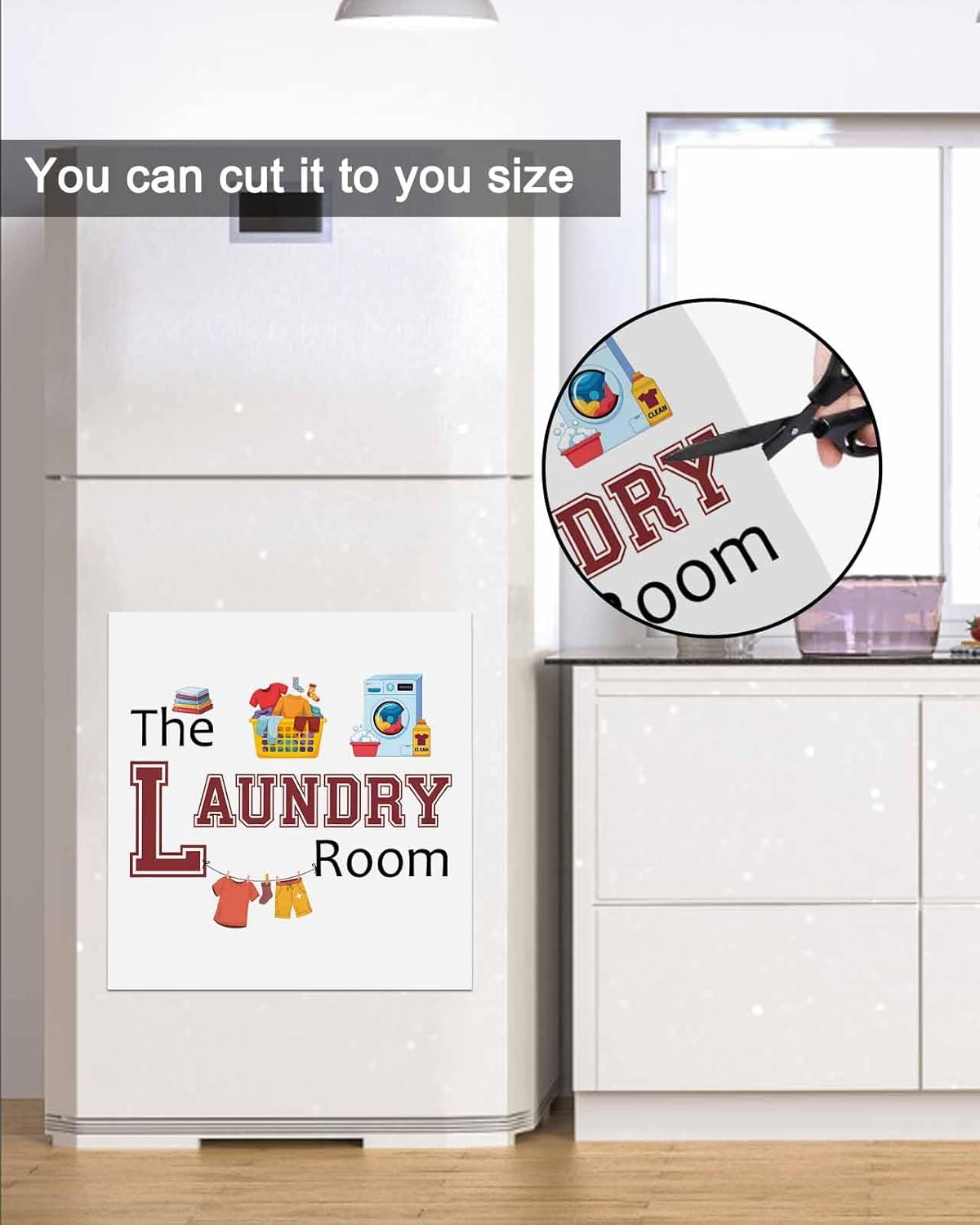 Dishwasher Magnet Cover, Laundry Room Dishwasher Lid Magnetic Kitchen Sticker, Cartoon Washday Washing Machine Clothes Resuable Refrigerator Magnet Covers Decal Fridge Kitchen Appliance 23''x26''