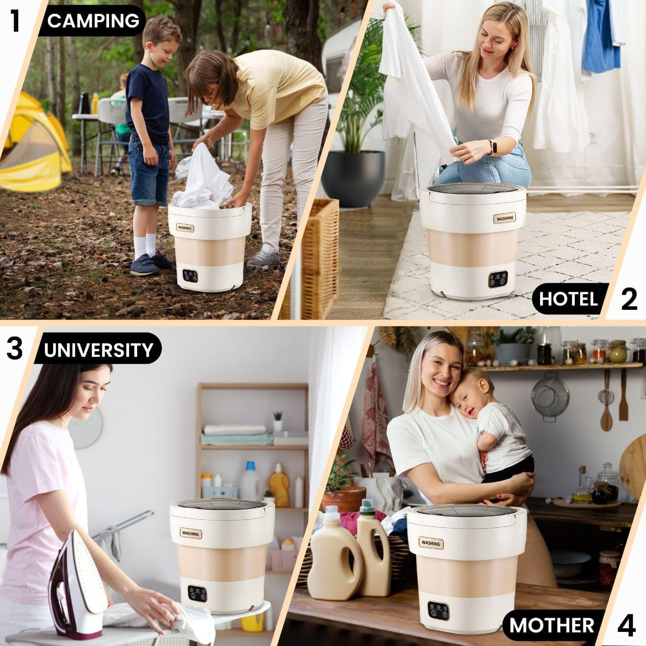 portable washing machine15L with Spin Basket – Small Washer portable for Underwear, Delicate Clothes, and Light Laundry – Ideal for Apartments, Dorms, Hotels, and Camping.