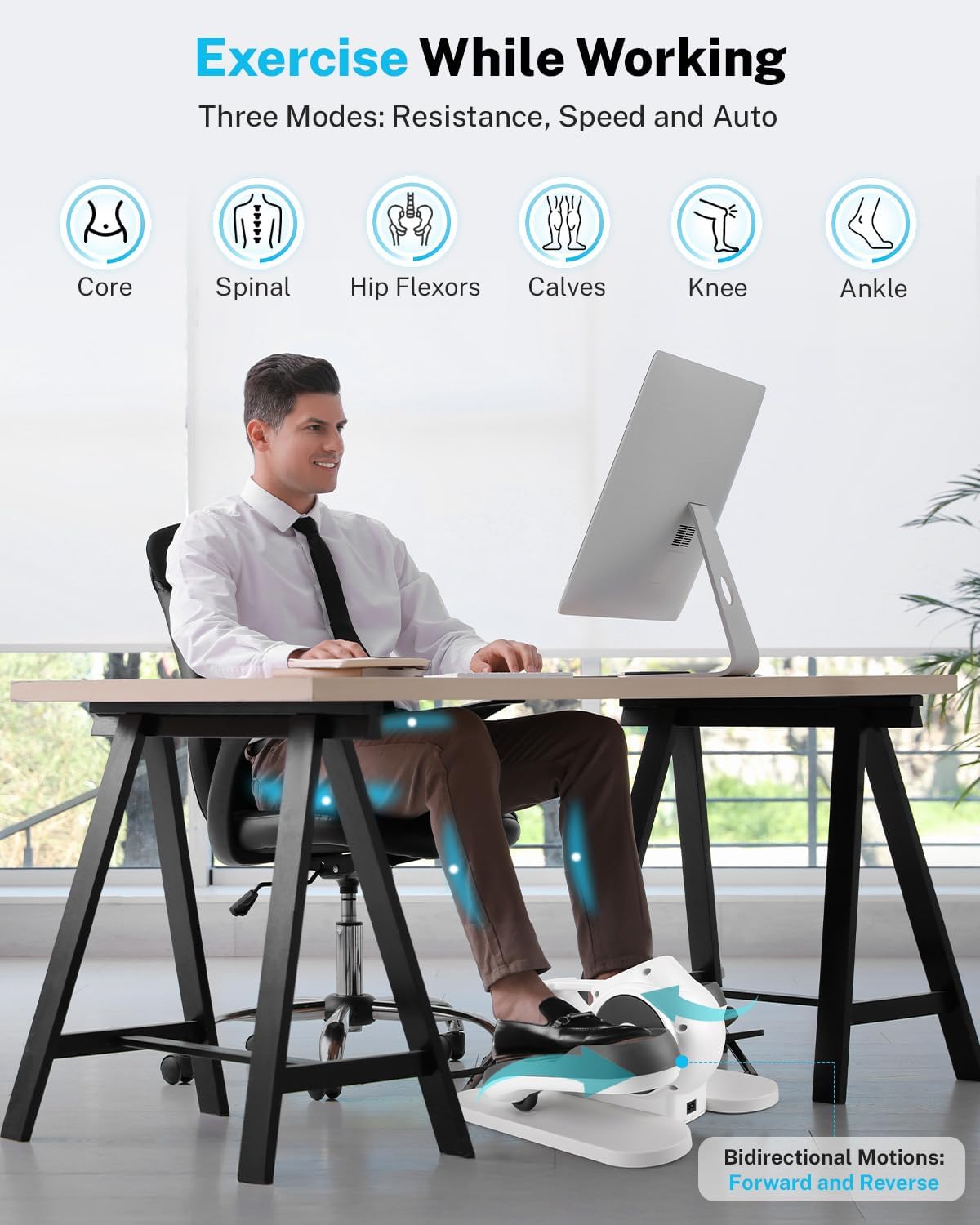 Gonex Under Desk Elliptical Exercise Machine Electric Sitting Seated Leg Pedal Exerciser with Resistance for Seniors Elderly Home 3 in 1 Mini Equipment with Remote 10 Manual Resistance 10 Auto Speeds