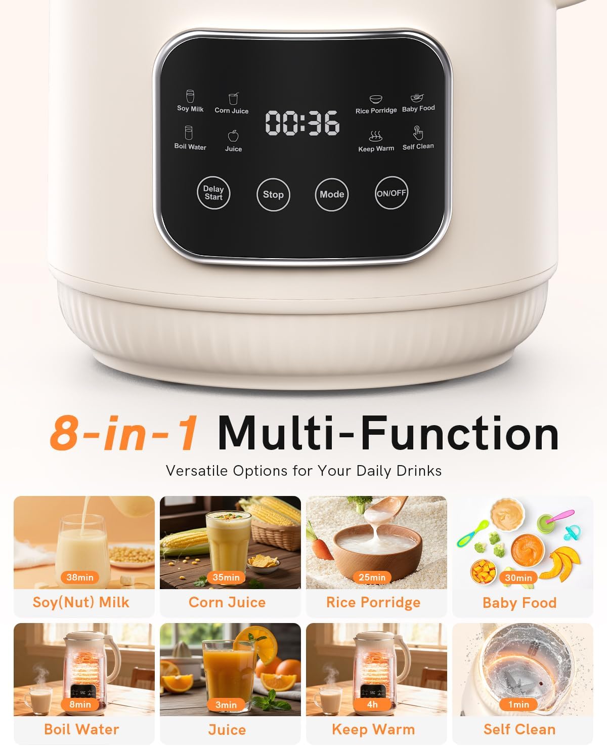 50oz Nut Milk Maker Machine(Stainless Steel) Blender, 8-in-1 Automatic Soy Milk Maker for Vegan, Homemade Almond/Coconut/Oat Plant-Based Milk with 18H Delay Start,4H Keep Warm, Self-Clean& Boil Water