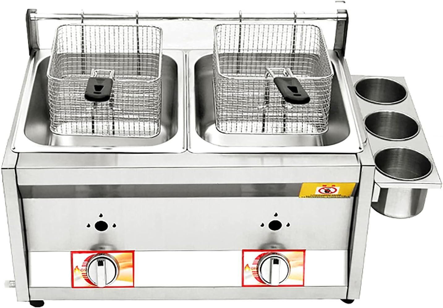 12L Double Pot Commercial Countertop Gas Fryer L-P-G Deep Fryer Stainless Steel, for French Fries Restaurant Home Kitchen（6L+6L+2xFried Baskets）