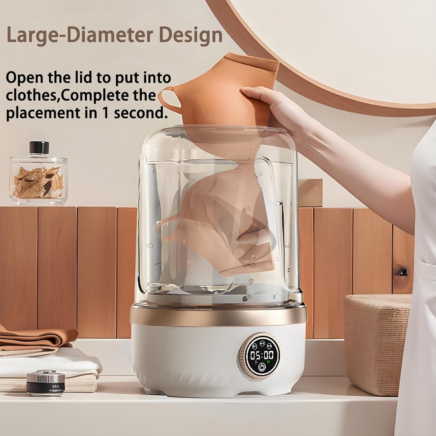 Portable Underwear Washing Machine, With Three Cleaning Modes&LED Smart Display, 2L Capacity Mini Laundry Machine, For Apartments Dorm RV Travel(Size:6.02 * 6.02 * 9.05in,Color:Khaki)