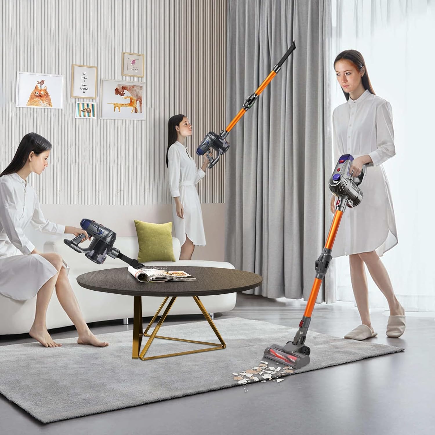 Cordless Vacuum Cleaner, 150W/10Kpa Stick Vacuum, 40min Runtime Vacuum Cleaners for Home, Anti-Tangle Wireless Versatile Vacuum Cleaner for Carpet, Hard Floor, Pet Hair US