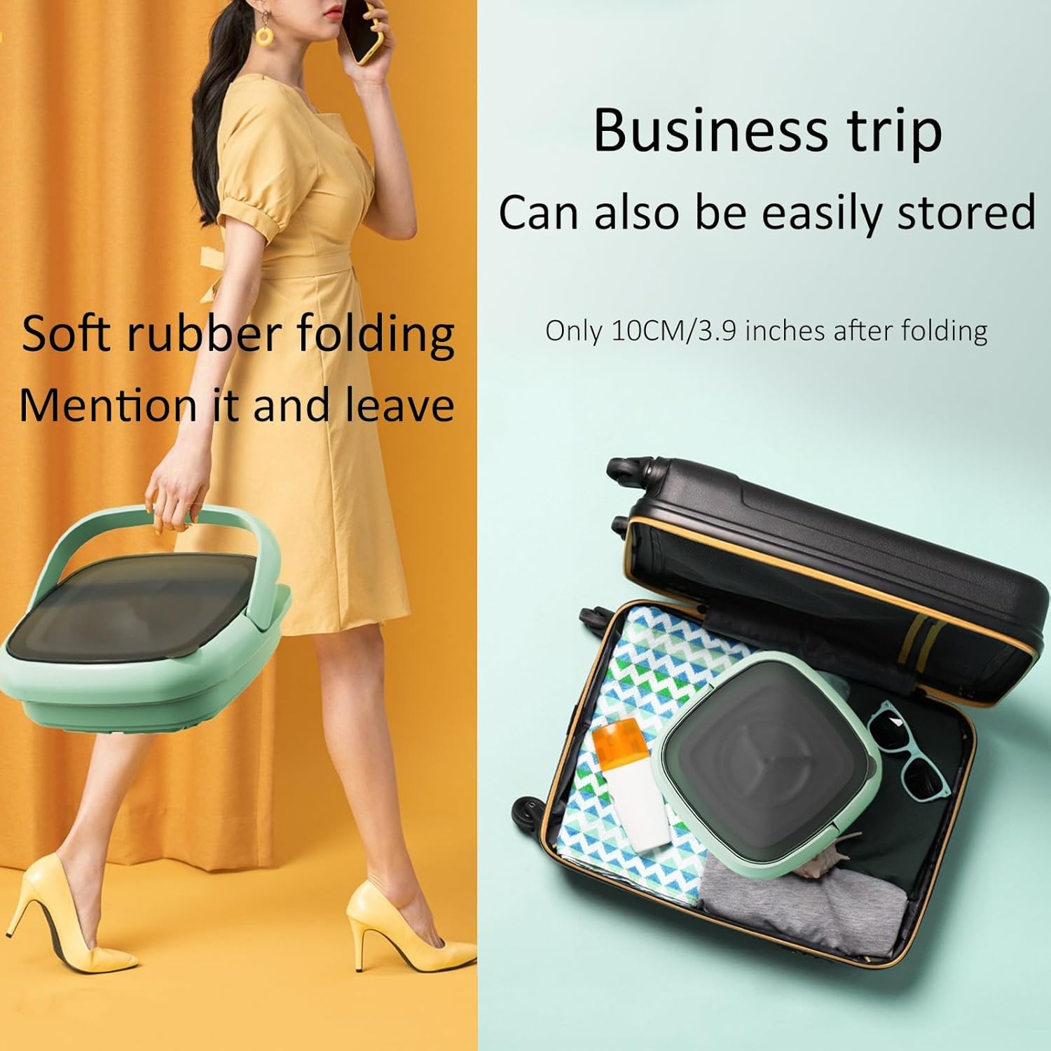 Portable Washing Machine, Mini Foldable Washing Machine, Half Automatic Washer, for Socks, Baby Clothes, Towels, Delicate Items (Color : Blue)