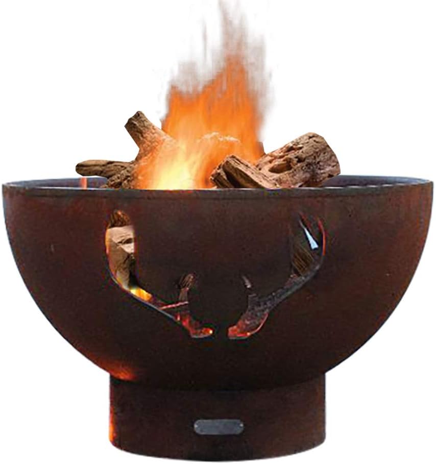 Fire Pit Art Antlers Wood Fire Pit (Antlers)