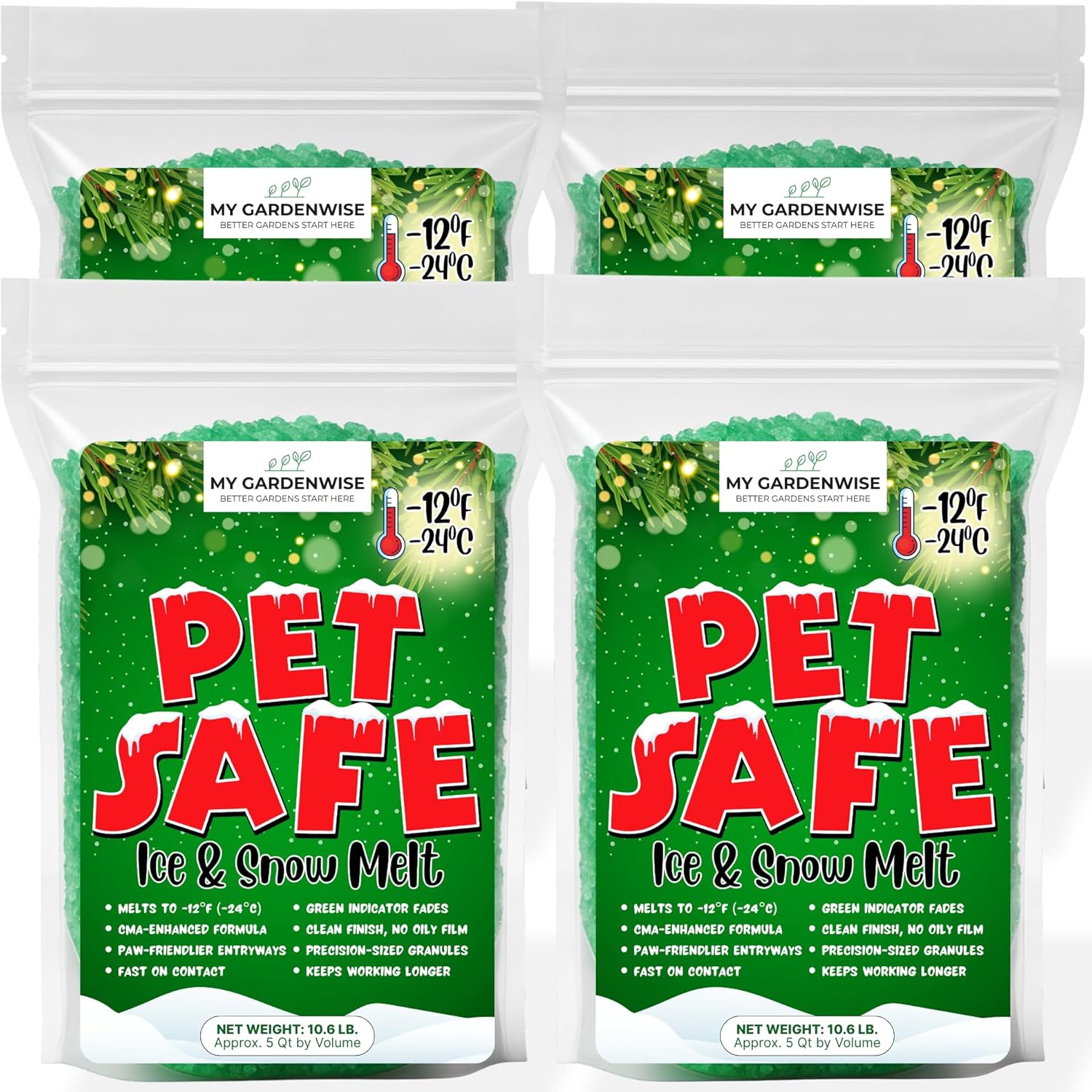 Pet Safe Ice Melt – Pet Friendly Ice Melt, Snow Melt – Green Granules with CMA, Melts to −12°F (−24°C) - Driveway Salt & Sidewalk Salt for Ice (20 qt. - 42.6 lb.)