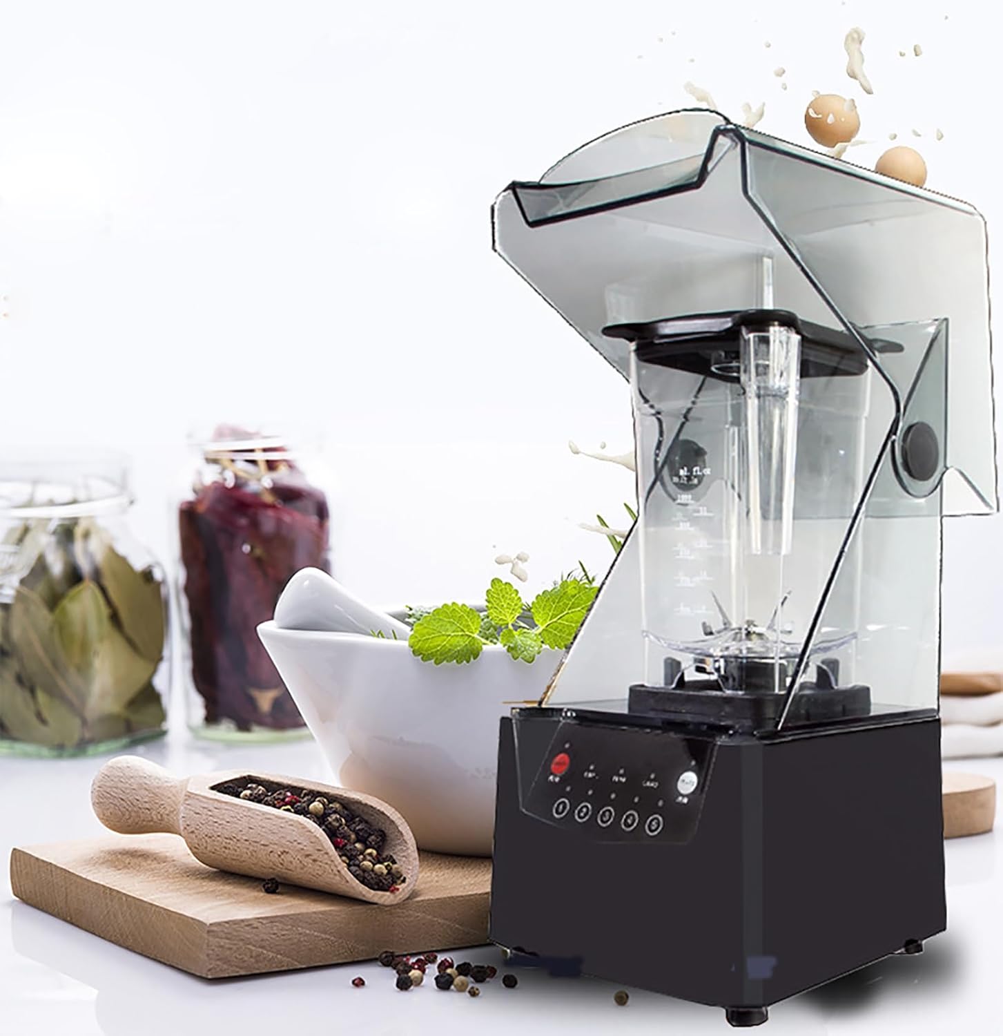 Blender Smoothie Maker, Portable Blender with 5 Presets, 2200W Glass Jug Blender Mixer with 6 Stainless Steel Ice Crusher Blades, 17000 RPM Shredded Ice With Hood Soundproof Smoothie Blender, for Kitc