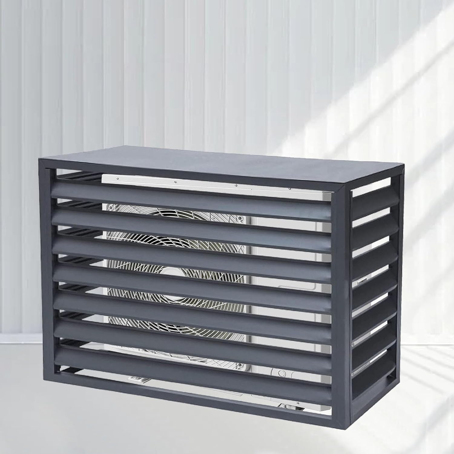 Air Conditioner Covers, Outdoor Anti Theft Aluminum A C Cover Privacy Fence Screen, Used for Outdoor Unit Noise Reduction(Gray,2 3P)