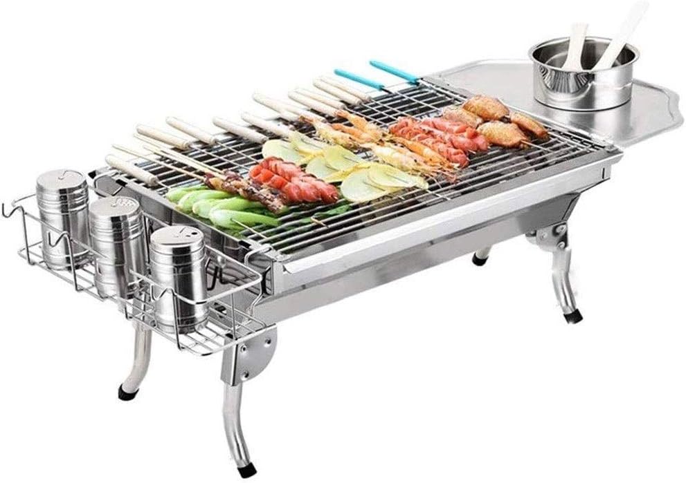 BBQ Grill Portable Barbecue Folding Grill,Stainless Steel Square Wood Stove, BBQ Grill Picnic Stove, Outdoor Mini Charcoal Stove