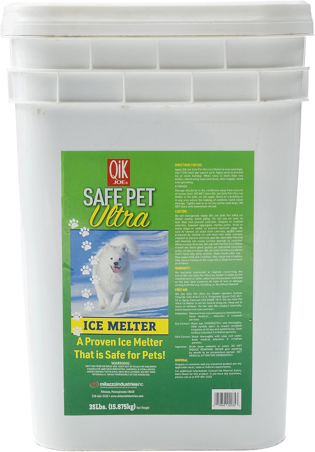 Calcium Chloride Snow Melt Pellets - Qik Joe Safe Pet Ultra Instant Melting Pellets, Ground Salt for Winter, Effective to -5 Degrees, Snow Salt Ice Melt, Environmentally Friendly, 35 Pounds