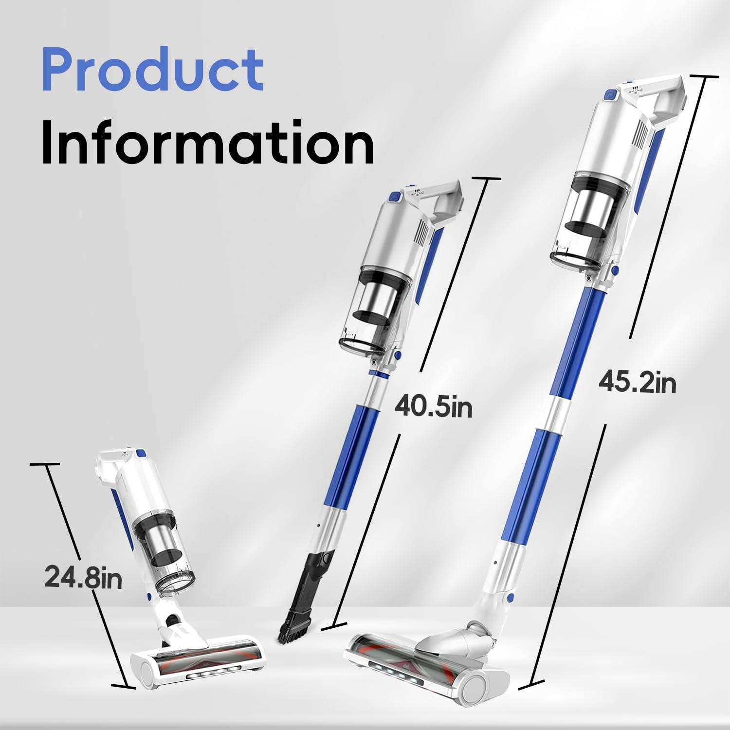 whall Cordless Vacuum Cleaner,55mins Runtime for Home,Stick Vacuum with Powerful Suction,Brushless Motor,Lightweight,Vacuum Cleaners for Pet Hair Carpet Hard Floor.Blue