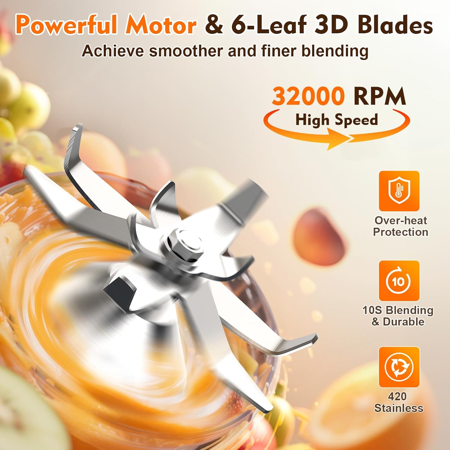 3-in-1 Blender and Food Processor Combo for Smoothies Shakers, 1500W(32000 RPM) Professional Blenders for Kitchen, Adjustable Speed, 68oz BPA-Free Plastic Jar, 30s Self-Cleaning (68 oz)