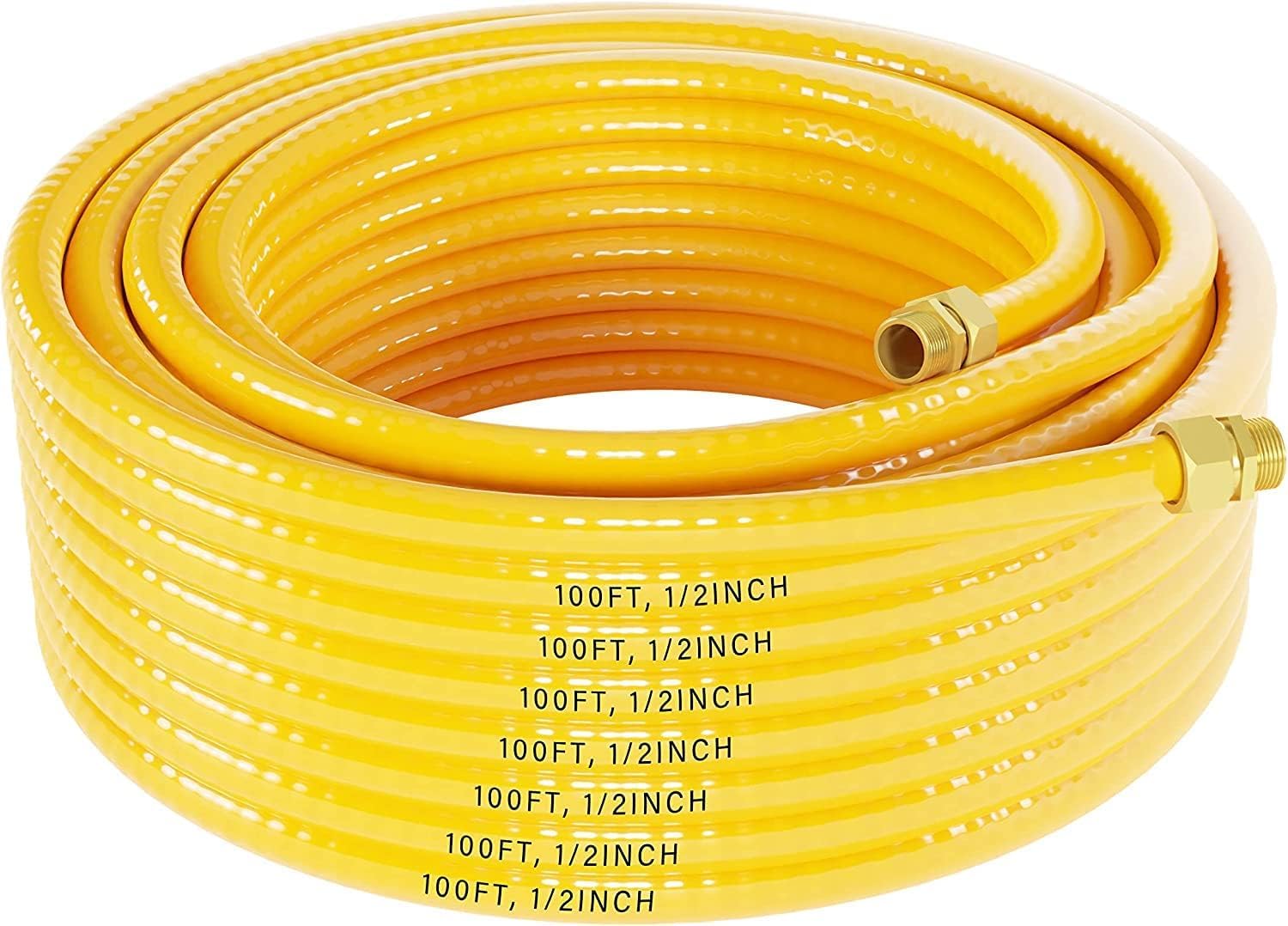 100FT 1/2 '' Flexible Gas Line,CSST Corrugated Stainless Steel Tubing,Natural Gas Line Pipe Propane Conversion Kit Grill Hose with 2 Male Adapter Fittings