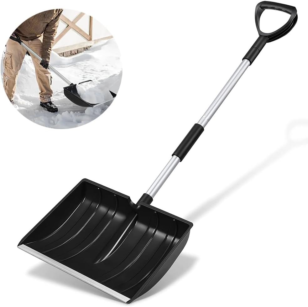 Snow Shovels, 2024 New Upgrade Snow Shovels for Snow Removal, Aluminum Portable Snow Shovel for Garden, Camping, Snowman Playing and Emergency (Size : Black)