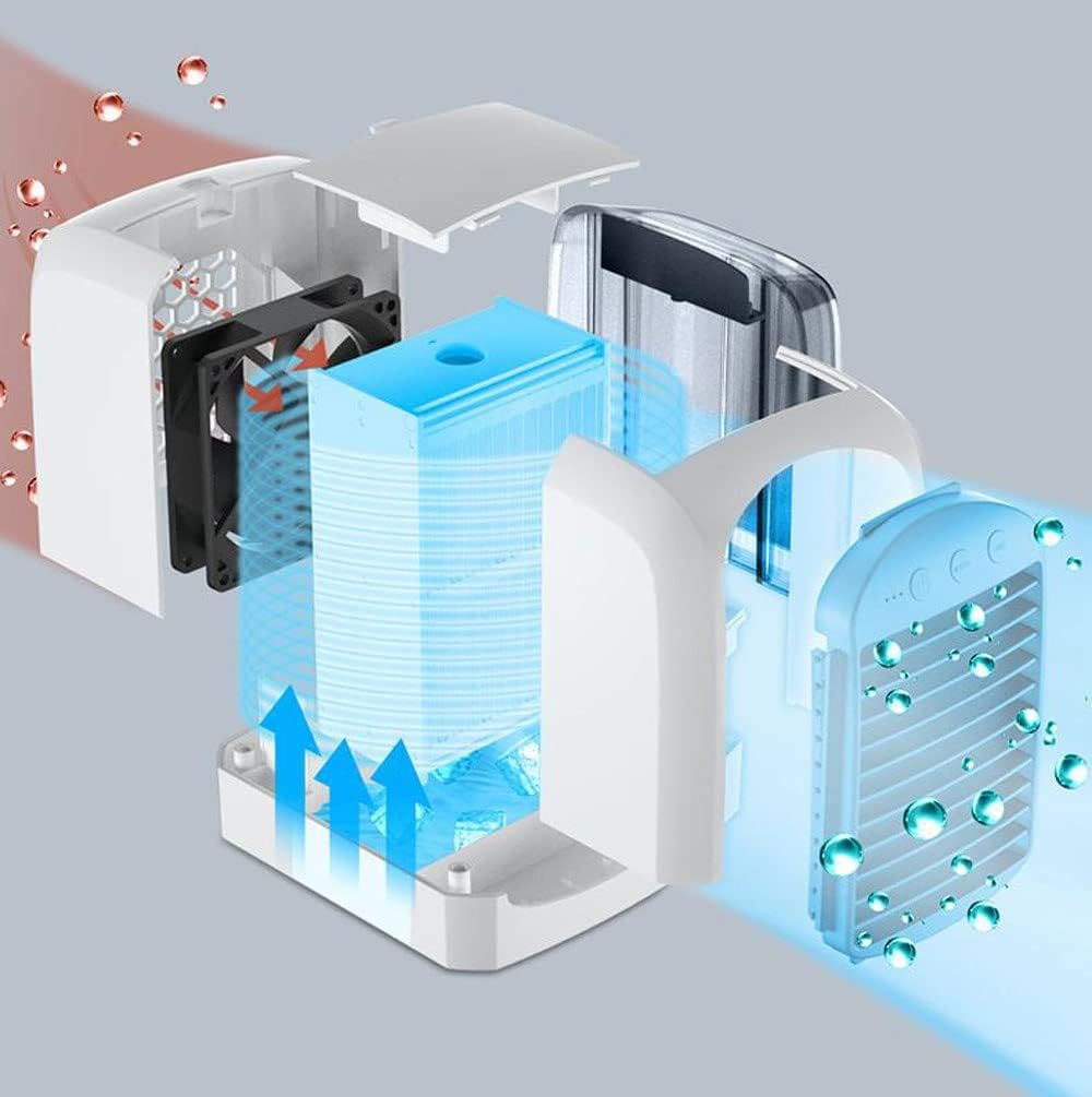 Portable Air Conditioners, Evaporative Air Cooler, 3 Wind Speed & LED Night Light, Personal Mini Air Cooling Fan for Room (Color : Pink)