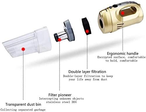 Bagless Hand Vacuum for Carpet and Hard Floor,High Power 120W Wet and Dry Lighting Illuminated Portable Multi-Function Small Mini Handheld Vacuum Cleaner(Yellow)