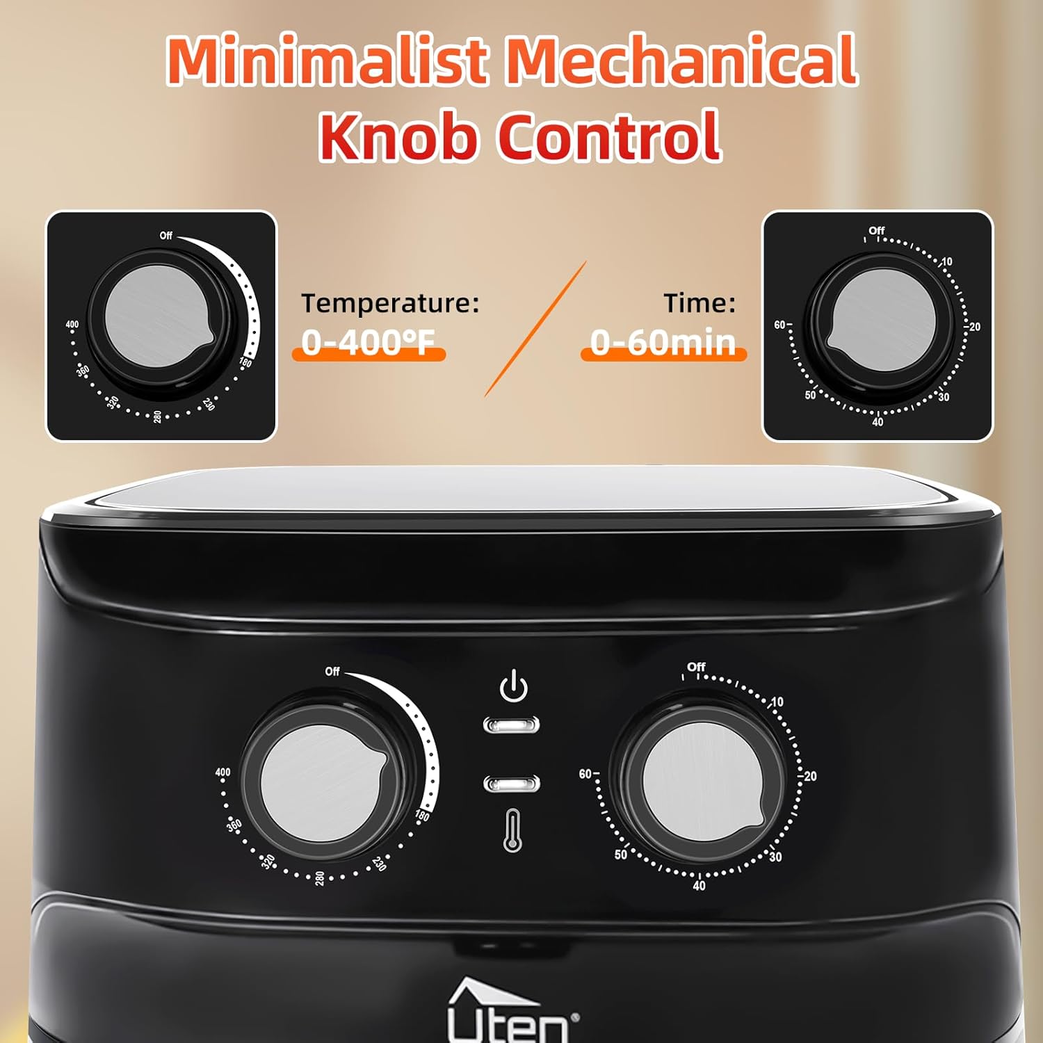 Air Fryer 5.8Qt/5.5L - Uten Electric Airfryer with Temperature Control, Timer, Non-Stick Fry Basket, 1700W High-power, Fast Oven Oilless Cooker, Dishwasher Safe - A Great Kitchen Assistant