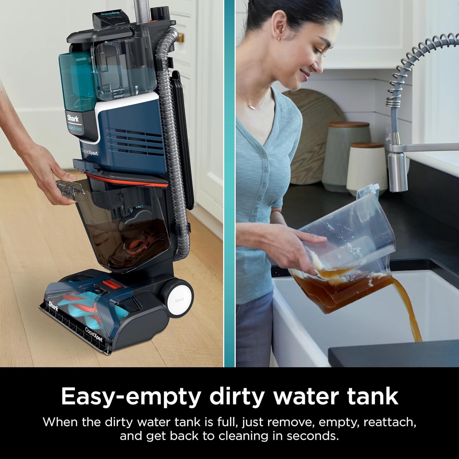 Shark CarpetXpert with Stain Striker, Upright Carpet, Area Rug & Upholstery Cleaner (Renewed) (Navy)