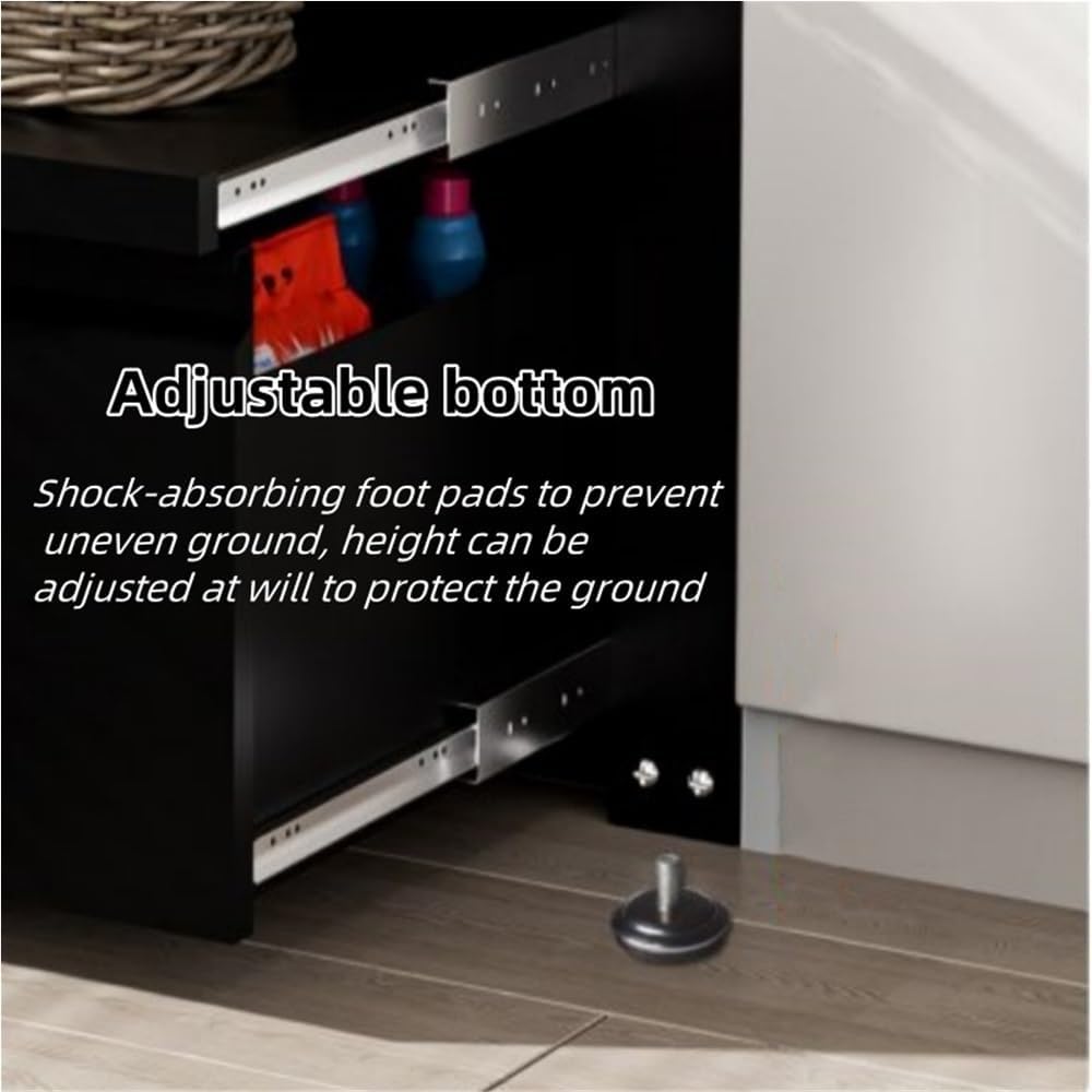 Cold-rolled Steel Laundry Pedestal, Washer and Dryer Pedestals with A Large Drawer, Washing Machine Pedestal with Adjustable Foot Pad, Universal Fit Anti-Vibration Washing Machine Stand(Black)