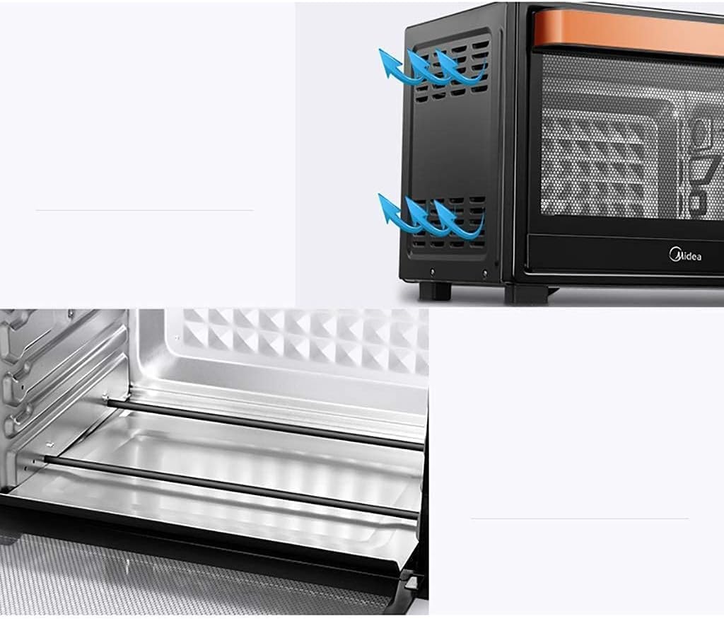 oven mini oven air fryer oven Mini Ovens 360° Rotating Fork Black Electric Oven, Household 1500W Baking Multi-Function Electric Oven, 32L Large Capacity Upper and Lower Independent Temperature Contr