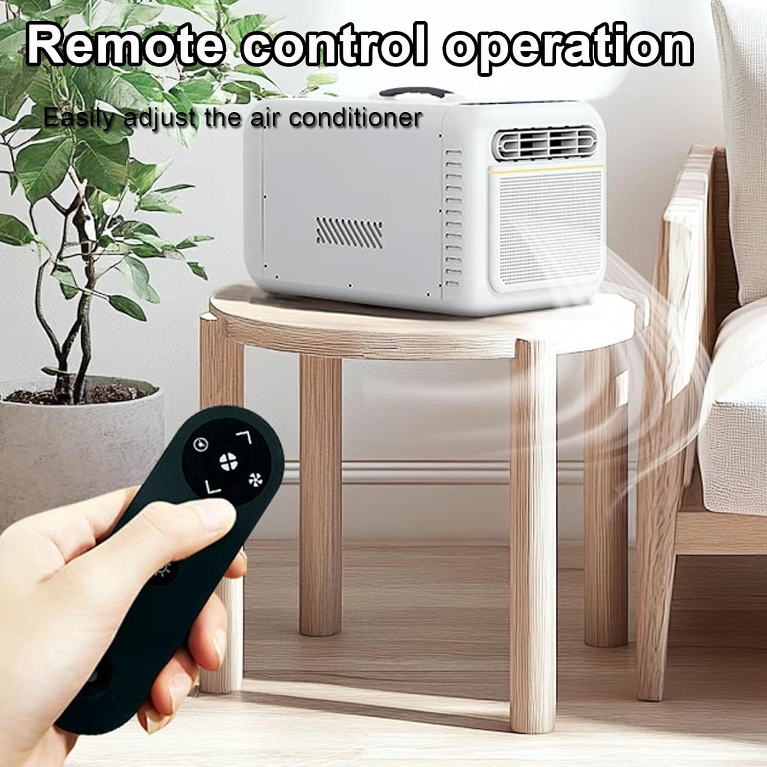 Small Room Air Conditioner Portable Air Conditioners Drain-Free Function with Remote Control and Touch Panel No Installation Required Suitable for Office Camping(Black)