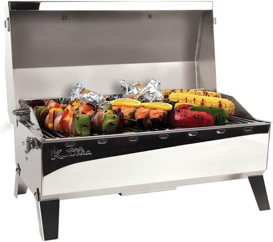 Camco 58131 Stow N' Go 160 Gas Grill with Thermometer and Igniter, White