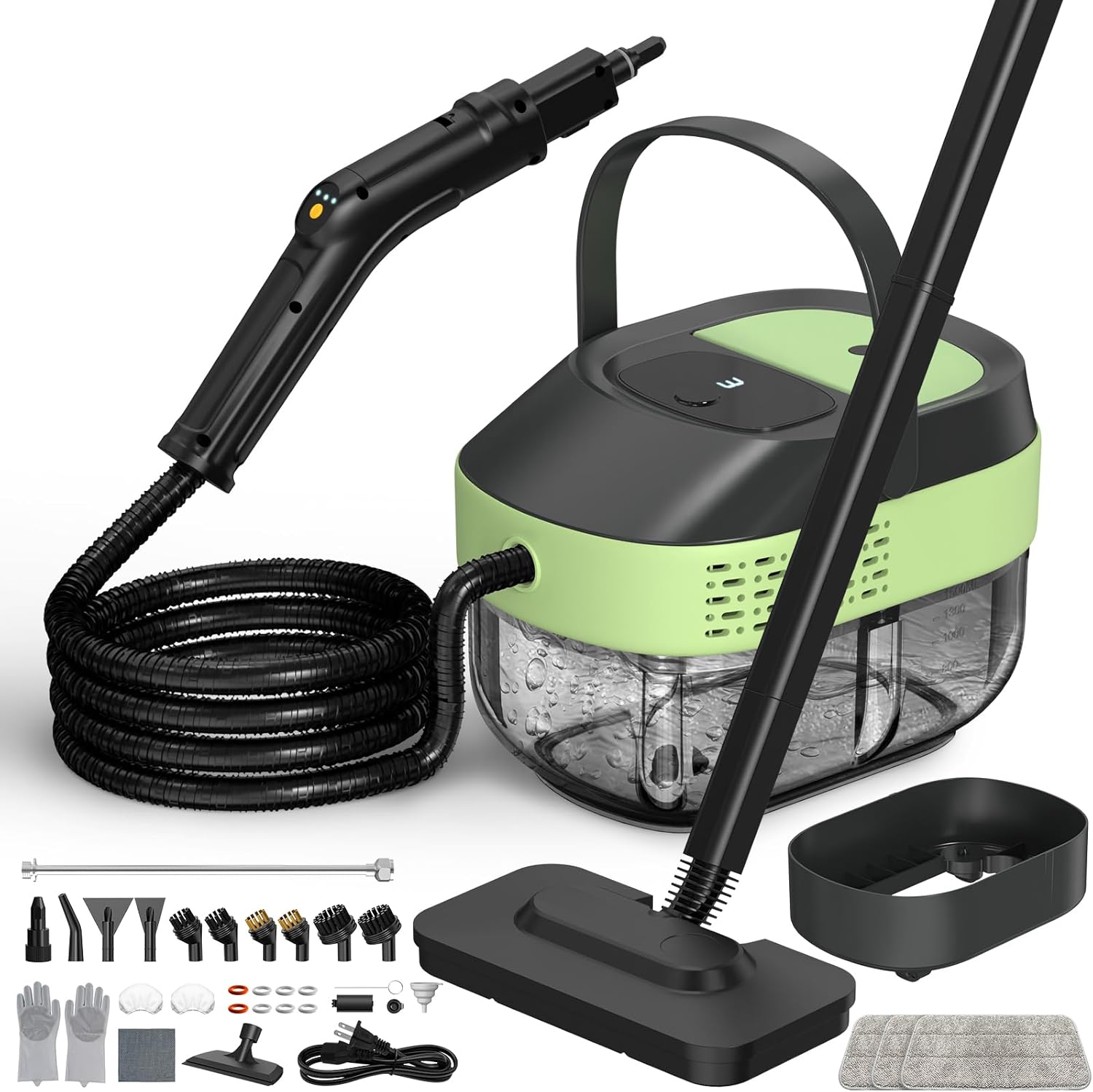 14 IN 1 Steam Mop Cleaner, 1.6L Detachable Handheld Steam Cleaner with 37 Accessories, 2500W Multipurpose Steamer Cleaning for Home,Floors,Tile,Grout,Upholstery,Carpet,Car,15S Fast Heat-Up