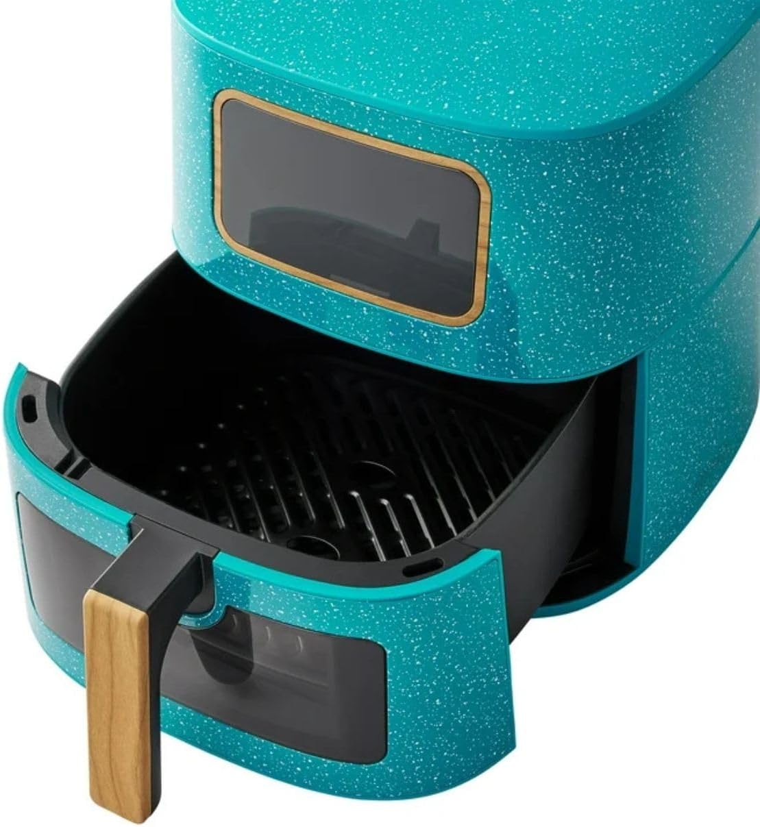 Pioneer Woman 5.8 Qt Digital Air Fryer – Teal Speckle Finish, Touchscreen with Window, Nonstick Basket, 1500W, 6 Smart Cooking Functions, Energy Efficient