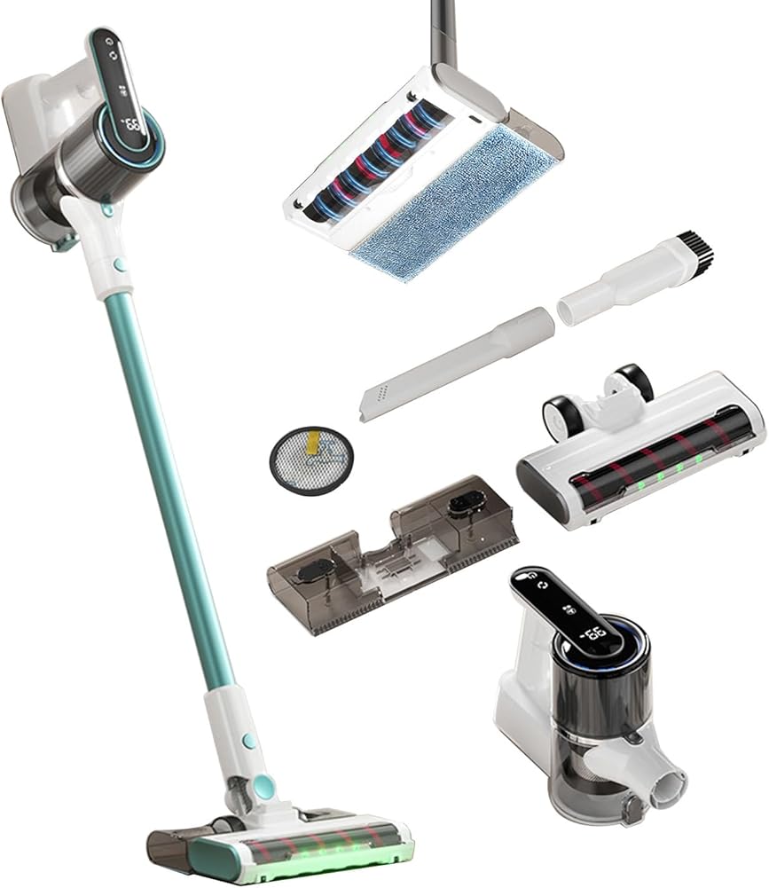 Cordless Electric Mop with Cordless Vacuum Cleaner, 2025 Electric Mops for Floor Cleaning, Powerful Spin Mop (Green )