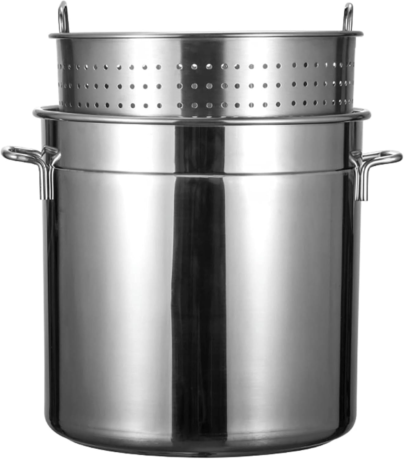Stainless Steel Multi-Cooker Stock Pot with Strainer Basket – Crawfish Seafood Boil Turkey Fryer Pot for Boiling & Deep Frying, Induction Cooker Compatible (50 * 50cm)