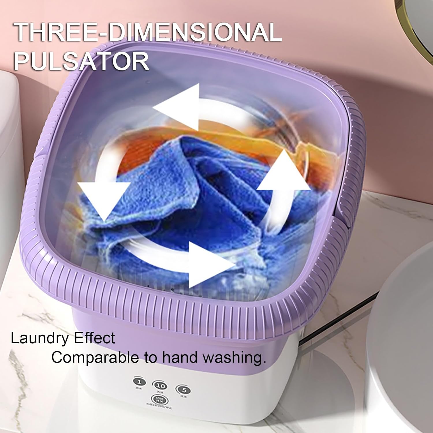 Foldable Mini Washing Machine， Portable Washer， for Washing Underwear, Socks, Baby Clothes Mini Washer (Color : Pink)