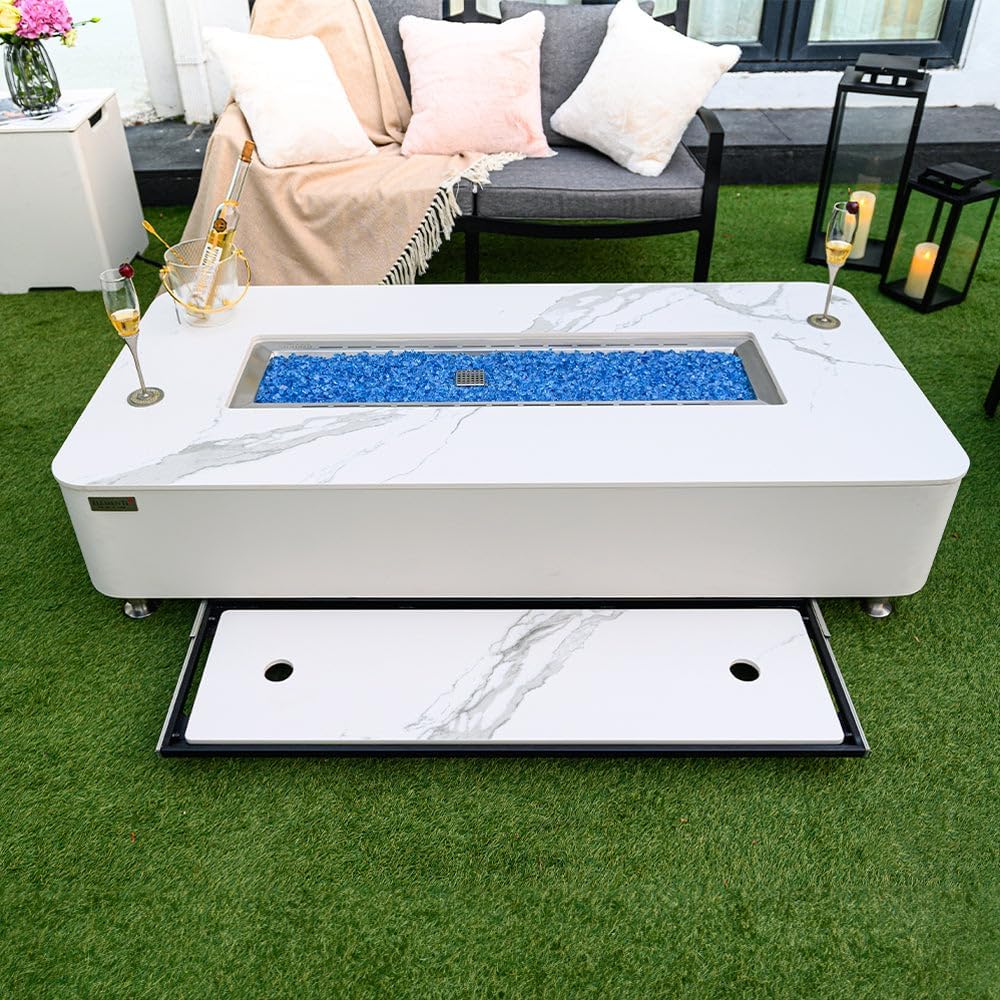 Elementi Athens Concrete Modern Rectangular Fire Pit, 62