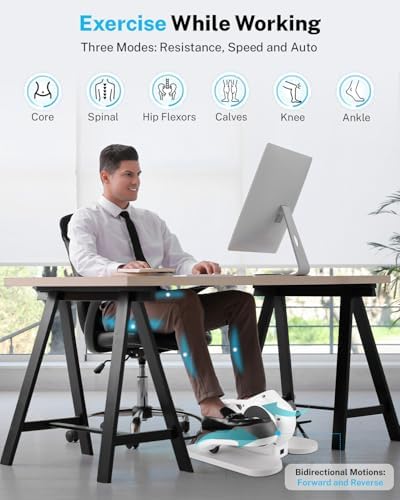 Gonex Under Desk Elliptical Exercise Machine Electric Sitting Seated Leg Pedal Exerciser with Resistance for Seniors Elderly Home 3 in 1 Mini Equipment with Remote 10 Manual Resistance 10 Auto Speeds