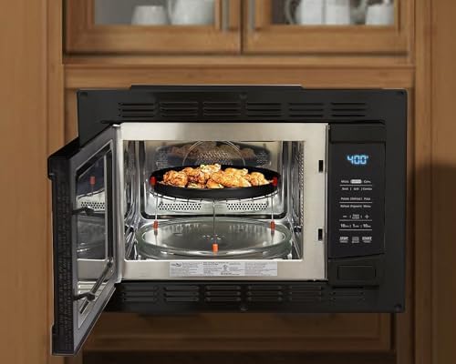 Microwave Oven - 1.0 Cubic Foot | 1000W | Air Fryer & Convection | Black | Touch Control | Safety Lock | Includes Grill Rack & 12.4