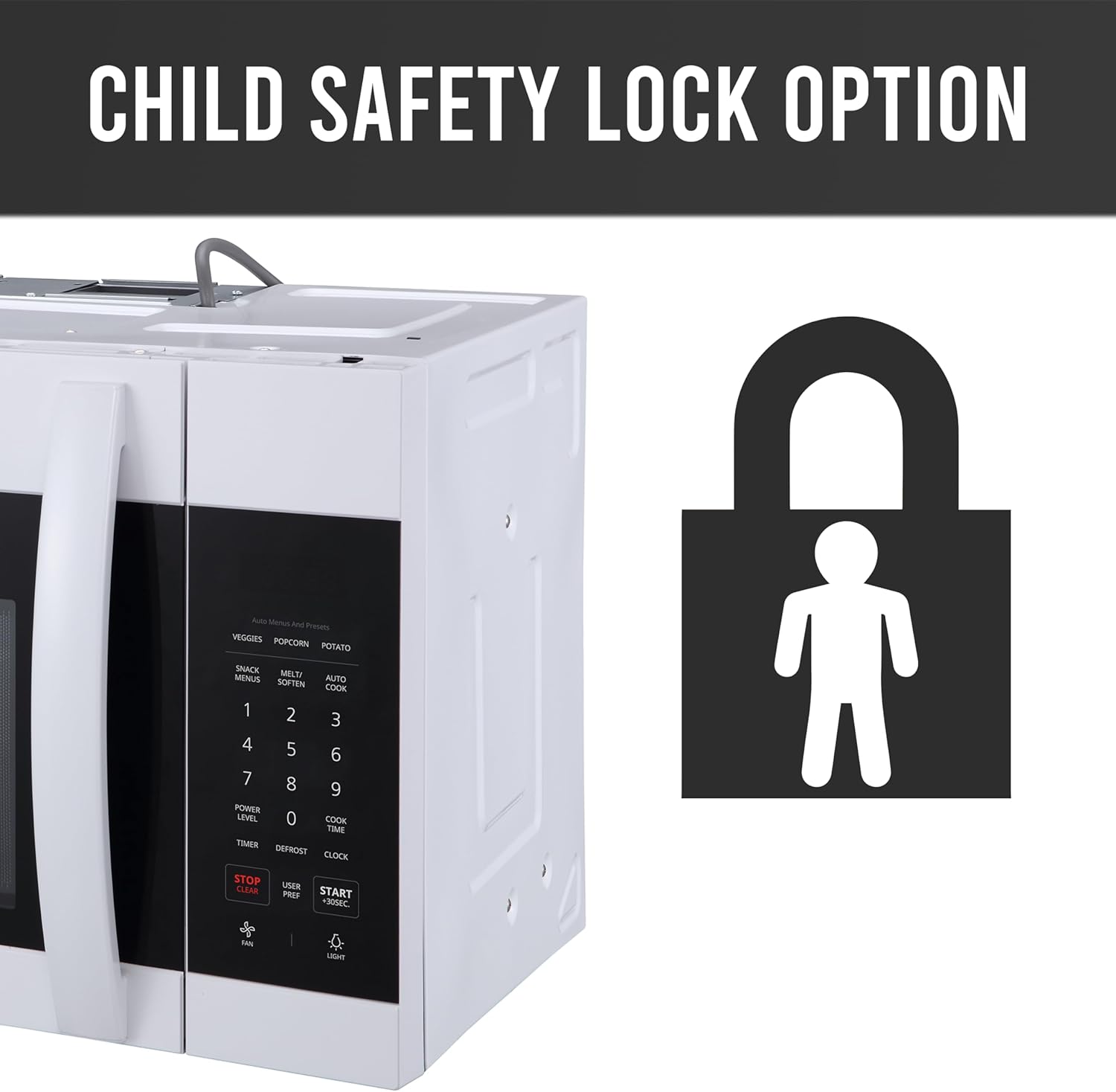 Farberware 1.7 Cu. Ft. Countertop Microwave Oven – 1000 Watts Power, Auto Cook Settings, Defrost, Easy Clean and Child Safety Lock - White