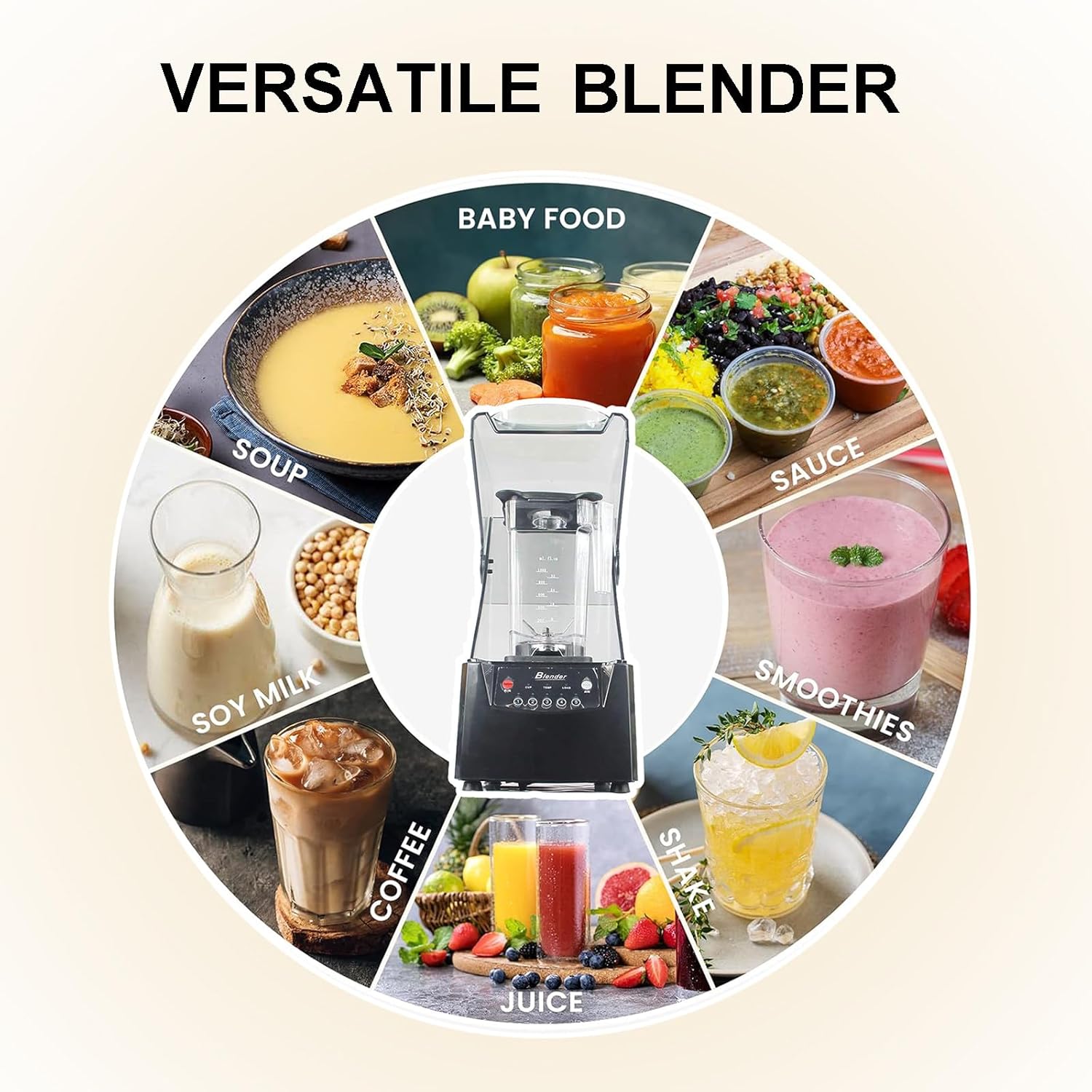 Quiet Commercial Blender With Soundproof Shield, 2200 Watt Professional Blenders For Kitchen With 6-Blade Diamond Turbine Cutter And Self-Cleaning For Juice Bars/Household Smoothie Making