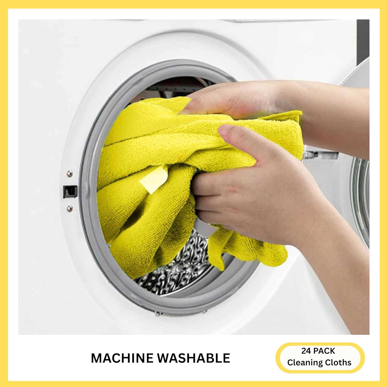 Microfiber Cleaning Cloth for Kitchen & households, Towels for Cars. (300gsm) (Pack of 24 Yellow)