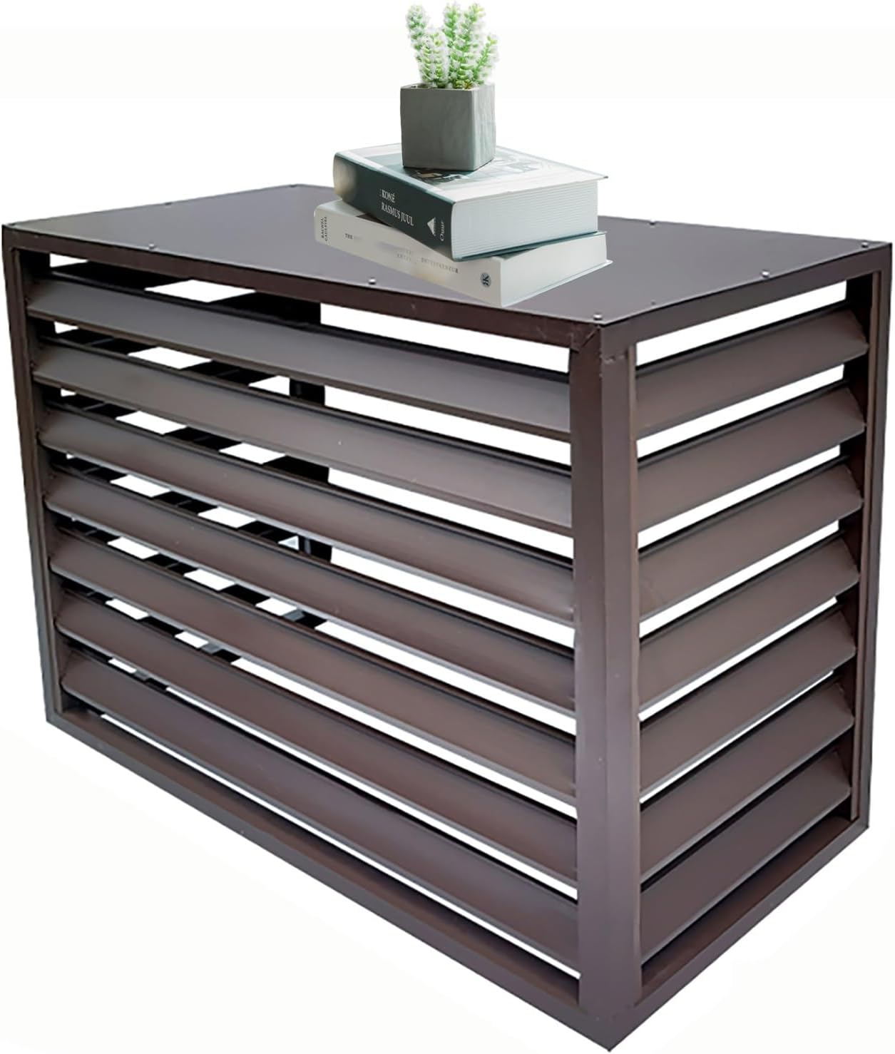 Aluminum Central Air Conditioner Protection Cover, Outdoor All Weather Freestanding Privacy Screen Fence Panels Trash Can Enclosure Flower Stand Decorative Outdoor AC Unit Cover ( Color : Grey , Siz