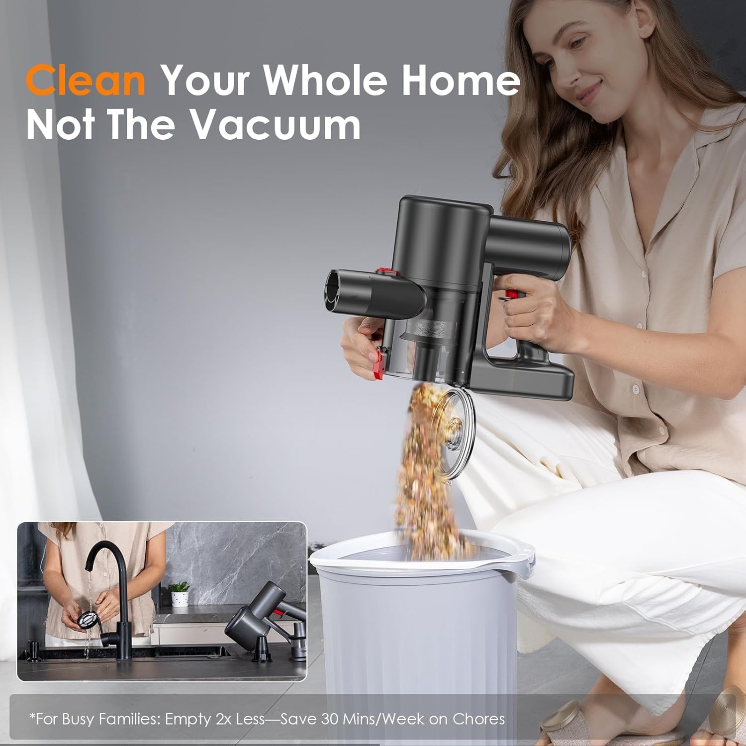 S8 Cordless Vacuum Cleaner, 500W/40KPA/40Mins Lightweight Stick Vacuum for Home, LED Display and Green Headlights, 6-Stages Filtration, Self-Standing Vacuum for Hard Floor, Carpet and Pet Hair