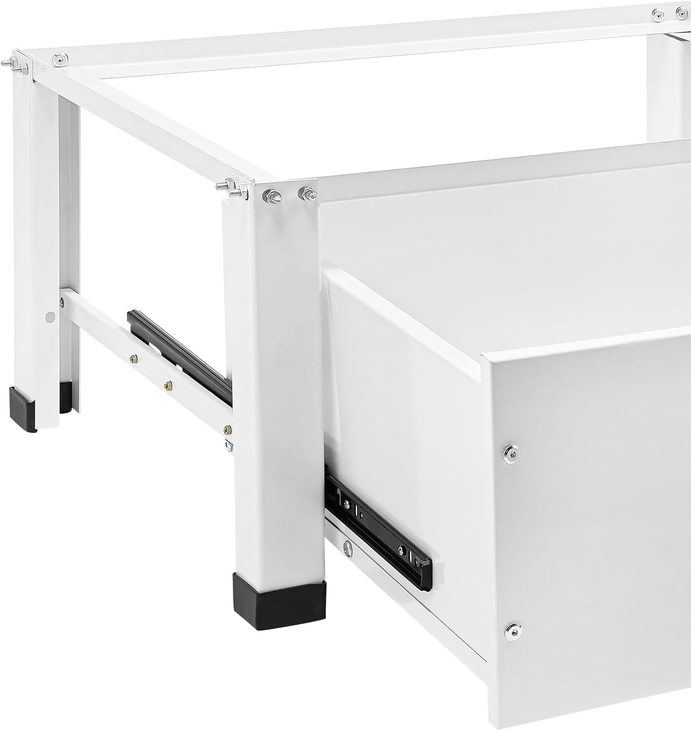 Heavy Duty Double Base Frame for Washer Dryer - 440lbs Capacity with 2 Storage Drawers, Anti-Vibration Laundry Pedestal Stand White