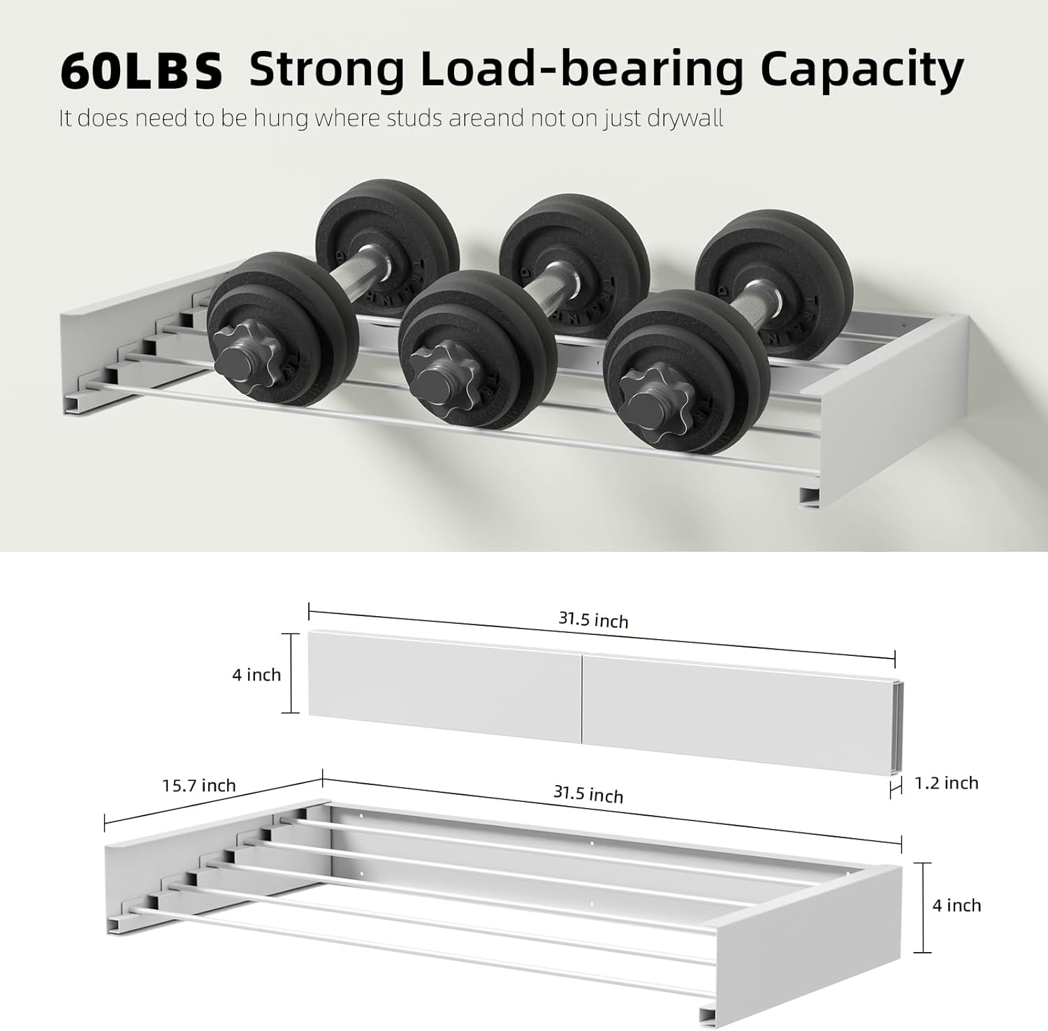 Laundry Drying Rack Collapsible, Wall Mounted, Clothes Drying Rack, 31.5