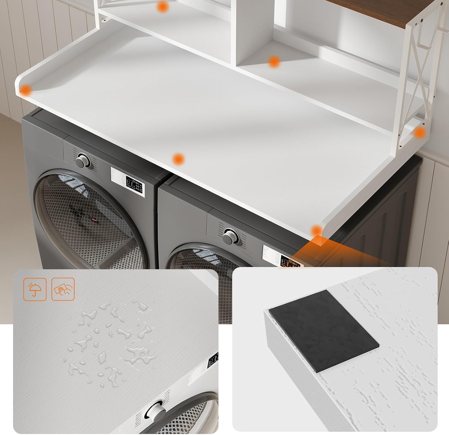 HOOBRO 3-Tier Washer Dryer Countertop with Shelf, 54