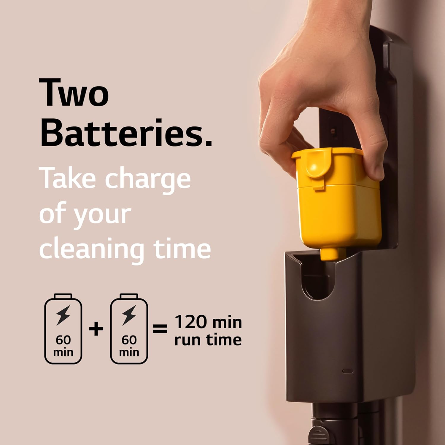 LG CordZero A925 – Cordless Stick Vacuum Cleaner, 120 Minute Runtime w/Extra Rechargeable Battery, Dual Floor Max 2024 Update, Lightweight, Cleans Carpet, Hardwood, Pet Hair, Portable Charging Stand