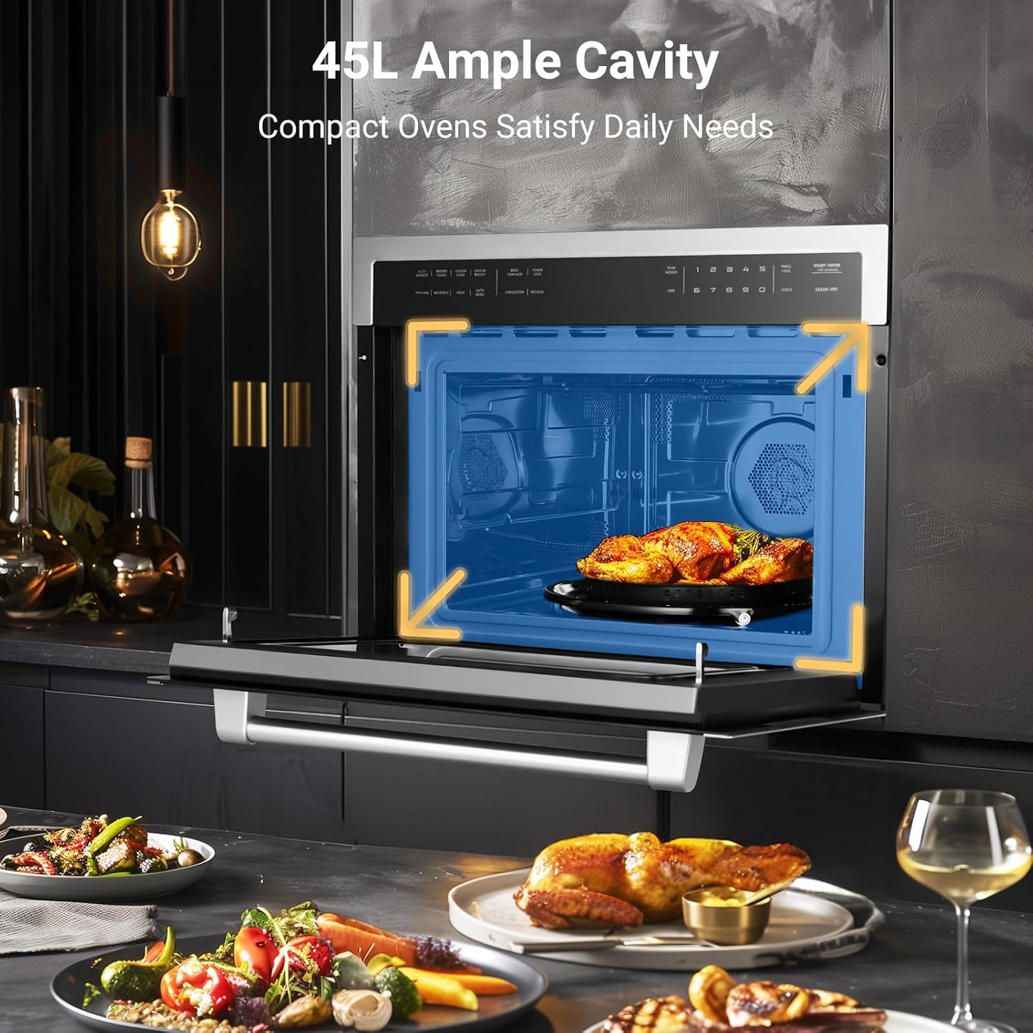 AAOBOSI 24 Inch Built in Microwave Convection Oven,1.6 Cu.Ft Wall Microwave Ovens Air Fryer Combos(upgraded), 1000Watt Power Sensor&Auto Cook, 12 Cooking Modes, Drop Down Door,Stainless Steel