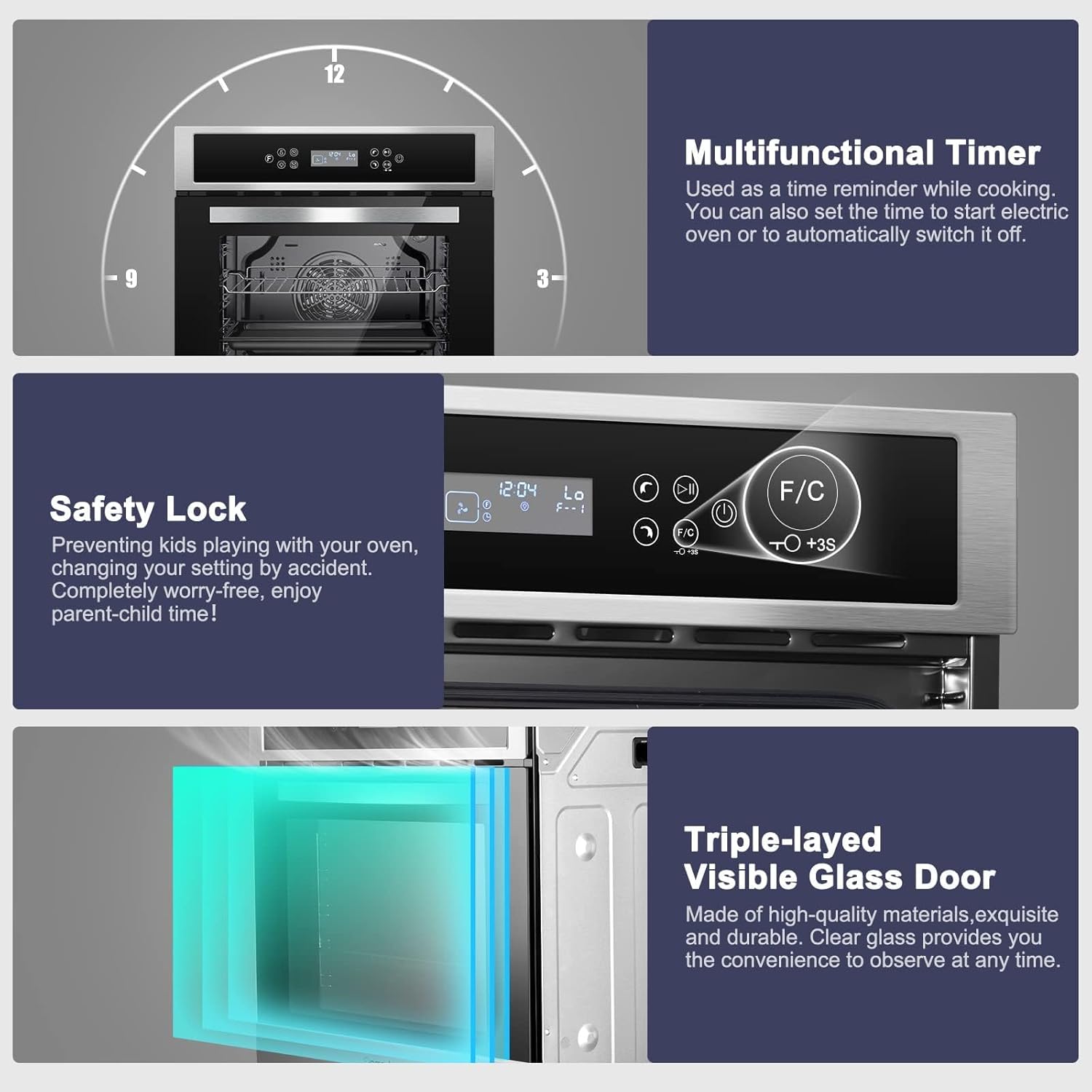 AMZCHEF Single Wall Oven 24